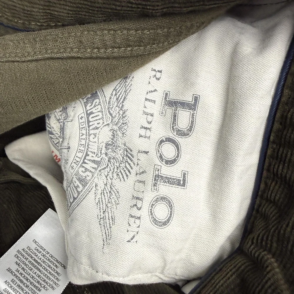 Polo Ralph Lauren Corduroy Pants Mens 34x32 Brown Varick Slim Straight Chino